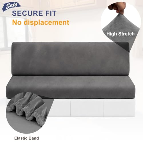 Velvet RV Couch Covers for Sofa Bed - Dark Grey, 2 Pieces, Elastic Fit