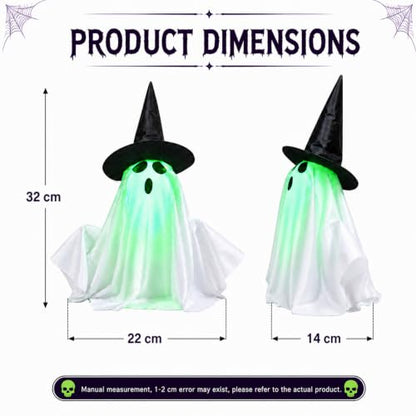 Animated Ghost Halloween Decoration Sound & Tap Activated Green Face Glow