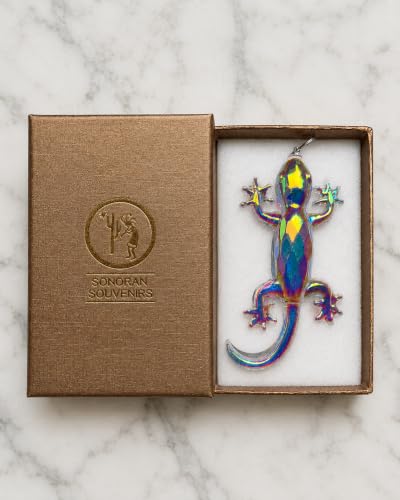 Opalescent Crystal Gecko Ornament Handblown Glass Holiday Decor