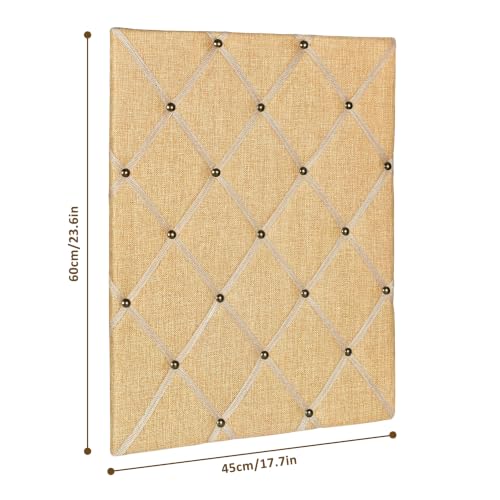 Natural Jute Memo Board with Criss-Cross Ribbon Grid Wall Decor