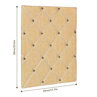 Natural Jute Memo Board with Criss-Cross Ribbon Grid Wall Decor