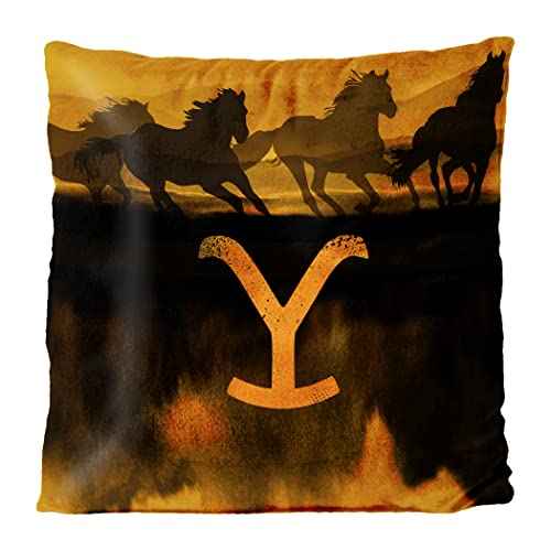 Northwest Yellowstone Velvet Pillow, 16" x 16", Wild Horses