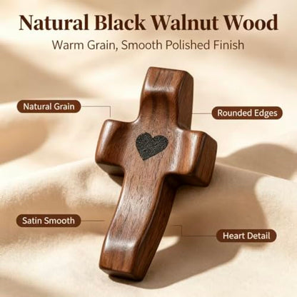 Pocket Wooden Cross for Prayer and Reflection - Handheld Christian Religious Decor (Variation of THIS listing)