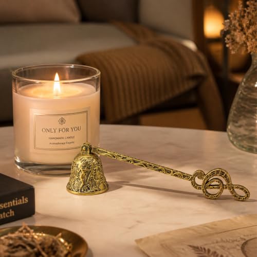 Vintage Brass Musical Note Candle Snuffer with Long Handle - Gold