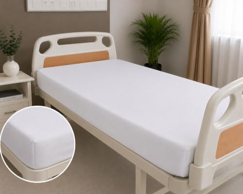 Hospital Fitted Sheet 42x80 Inches Pack of 2 Deep Pockets 6 Inch Cotton