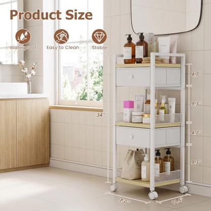 Flycity Rolling Makeup Organizer Cart with Drawers - Milky White