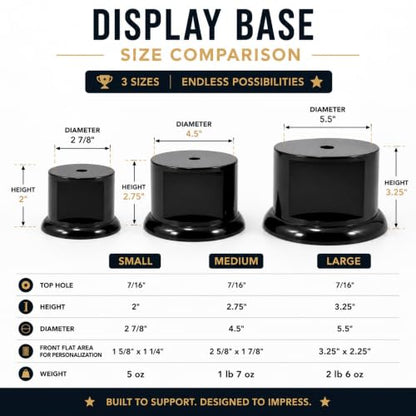 Small Black Gloss Display Pedestal Stand for Trophies Figurines Crafts