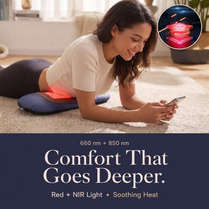 4-in-1 Lumbar Support Pillow & Lower Back Massager with Red Light - Blue Variation