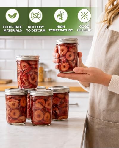 Wide Mouth Canning Lids & Rings Set - 12 Counts for Ball & Kerr Mason Jars