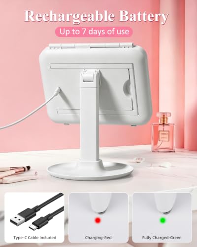Large Lighted Makeup Mirror with 10X & 40X Magnification & LED Lights