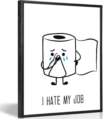 Ovdang Funny Toilet Paper Art | Black & White Framed Canvas Print for Modern Bathrooms