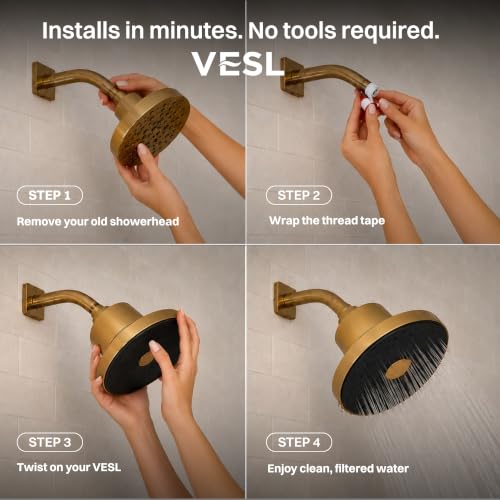 VESL Filtered Shower Head for Hard Water High Pressure Chrome