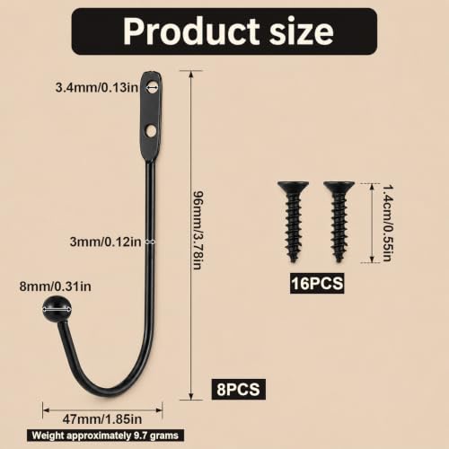 8 Pack Black Metal Curtain Holdbacks Wall Mount Tiebacks