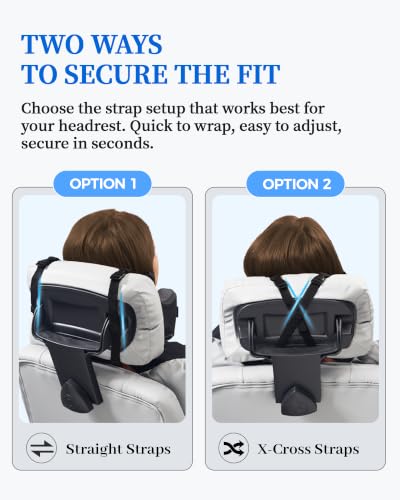Travel Pillow for Long Flights Deep Black with Eye Mask & Head Strap Support