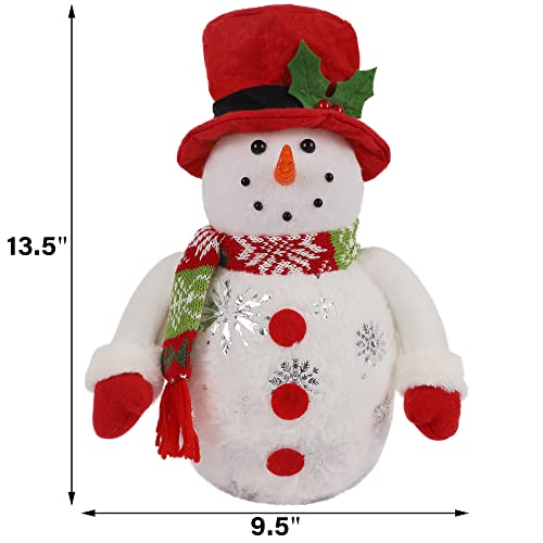 Cllayees 13.5 Inch Lighted Christmas Snowman Table Decor - Style 1