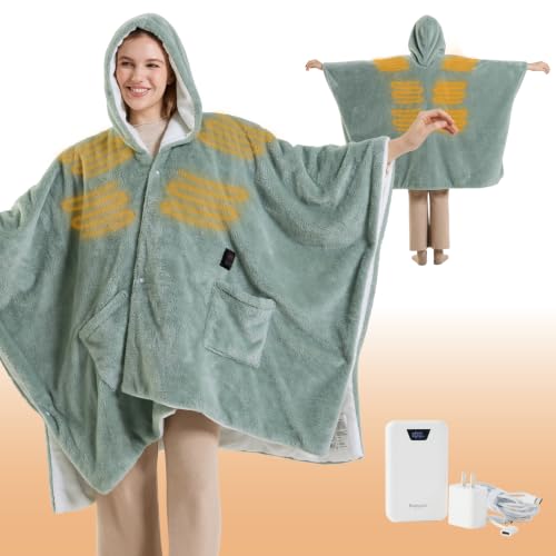 Bedsure Green Cordless Wearable Heated Blanket Hoodie with Pockets - Emerald Green, 55" x 69"