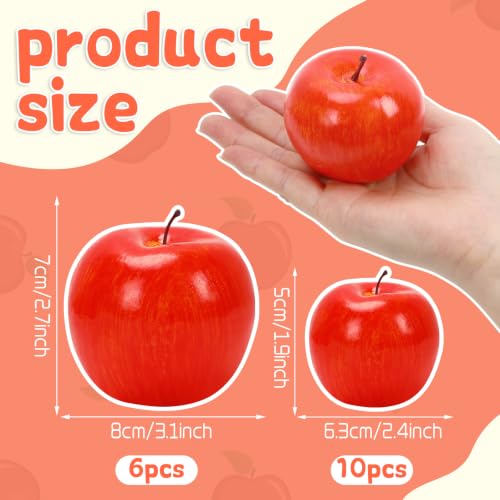 Fake Red Apples Set of 16 for Home Decor and Kitchen Displays