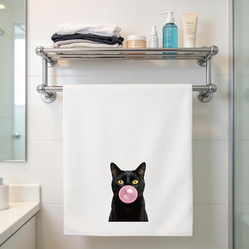 Black Cat Hand Towels 6 Pack - Decorative Microfiber Kitchen & Bathroom Cloths