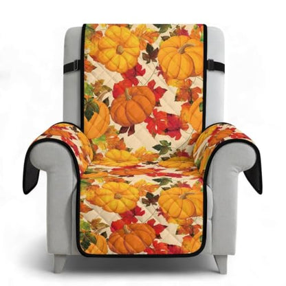 Pumpkin Recliner Chair Cover Quilted Recliner Protector Thanksgiving