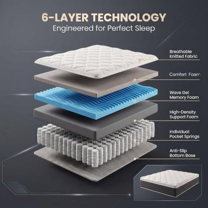 Queen Mattress in a Box - 12 Inch Gel Memory Foam Hybrid Support