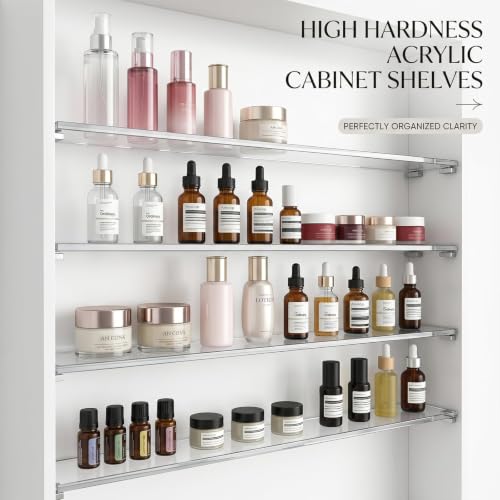 Acrylic Medicine Cabinet Shelves Set - Transparent 13.25 x 2.99 x 0.31 Inches, Pack of 4