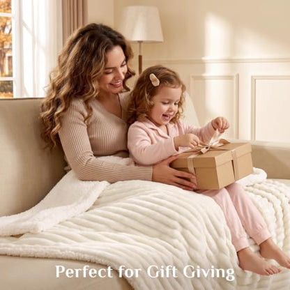 Sherpa Throw Blanket - Cream, 50x60 Inches, Double-Sided Softness & Warmth, Cozy Couch & Bed Accessory