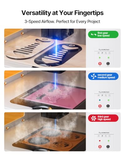 ATOMSTACK D5 Smoke Purifier Air Filter 1400Pa High Suction HEPA & Carbon, 3-Speed