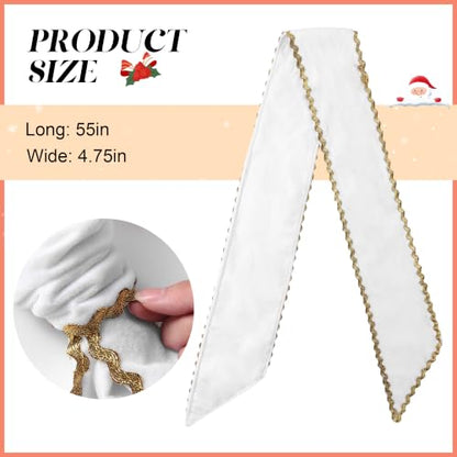 White Scalloped Velvet Wreath Sash for Front Door Decor - 2-Pack, 55 Inches
