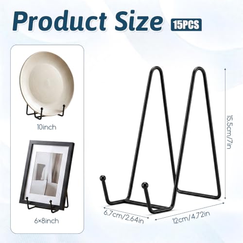 15 Pack Metal Plate Display Stands for Decorative 6-inch Plates