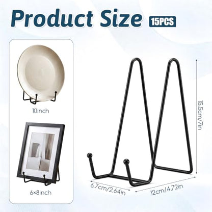 15 Pack Metal Plate Display Stands for Decorative 6-inch Plates