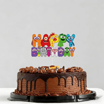 Number Happy Birthday Cake Topper Block Theme - Cake Decorations