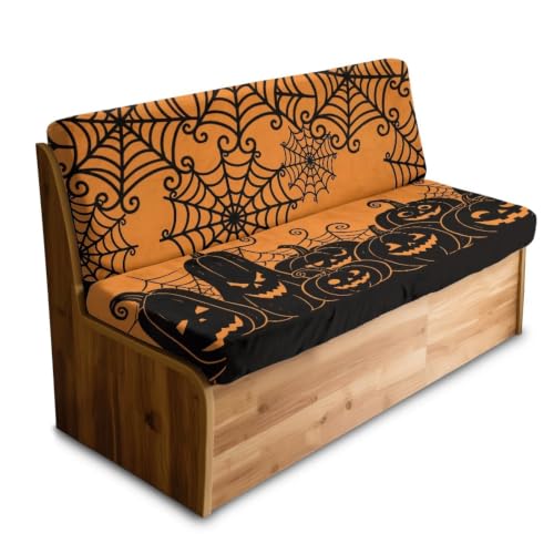 Pumpkin Spider Web RV Dinette Cushion Covers Set of 2 - Fall Decor