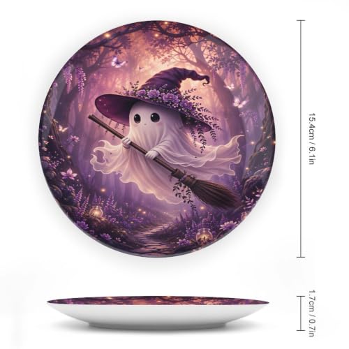 Enchanted Forest Ghost Halloween Bone China Decorative Plate 6 Inch - Style-3