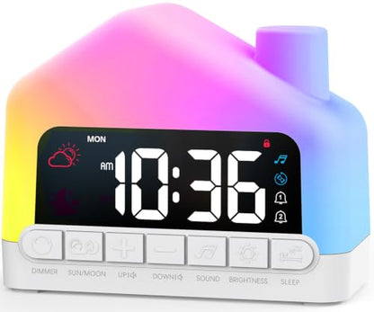 Kids Alarm Clock with White Noise Sleep Aid, Night Light & Snooze