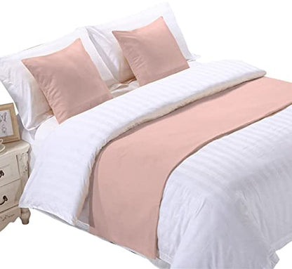 California King Bed Runner with Pillowshams - 3 Piece Blush Egyptian Cotton