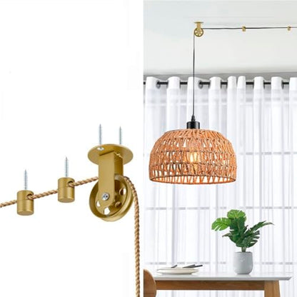 Gold Pulley Wheel for Pendant Lights & Ceiling Fans, Swag Hook Kit