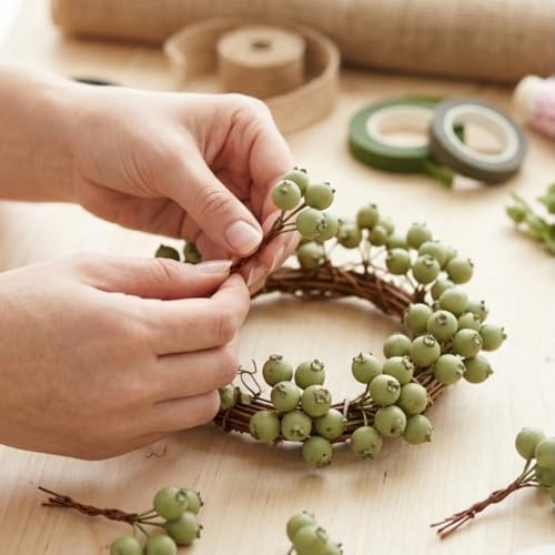Artificial Green Berry Decor - Fake Fruits Plastic Foam 120PCS