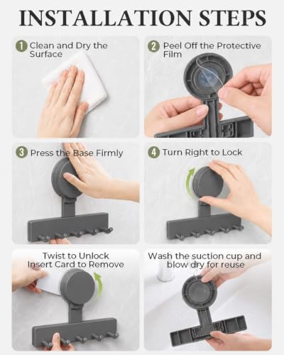 Gunmetal Gray 2-Pack Suction Cup Shower Rack Wall Organizer for Razors & Loofahs