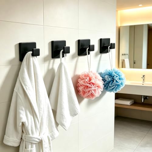 Matte Black 2-Piece Towel Hook Set Bathroom Robe Hooks Stainless Steel