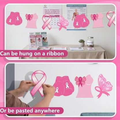 Pink Ribbon Breast Cancer Awareness Decor - 400pcs Cutouts, Variation: Pink Ribbon