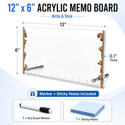 Monitor Memo Board Cartoon Peeking Dog Border Acrylic Desk Note Holder - Staring Dogs