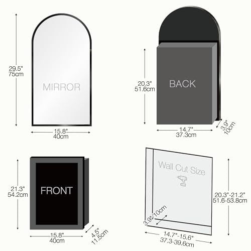 LED Illuminated Bathroom Medicine Cabinet with Anti-Fog Mirror - Recessed or Surface Mount, Black, 29.5"H x 15.7"W