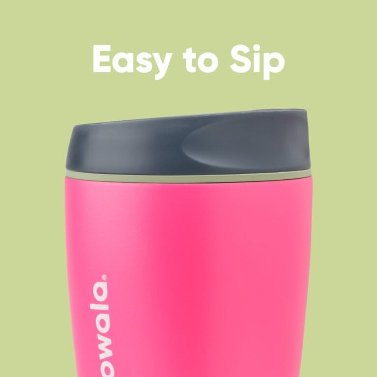 Owala SmoothSip Insulated Stainless Steel Coffee Tumbler - Reusable Hot & Iced Coffee Mug, 10 oz, Pink