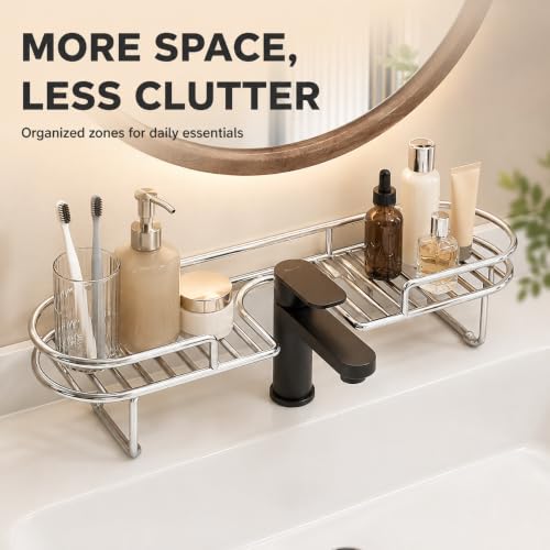 60cm Foldable Stainless Steel Sink Shelf No-Drill Over The Sink Organizer