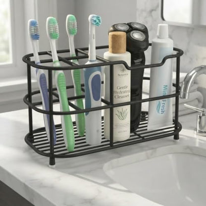 Large Matte Black Bathroom Toothbrush Holder - 6.9 Inch