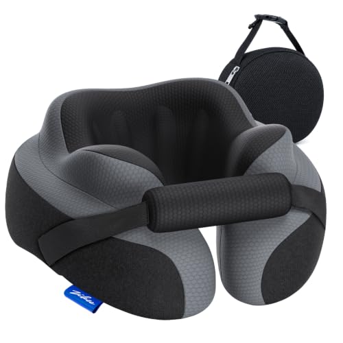 Travel Neck Pillow with Adjustable Chin Support Memory Foam for Airplanes