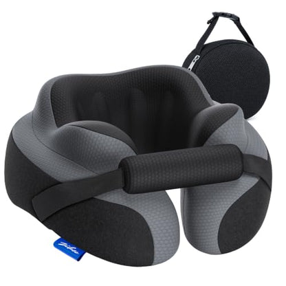 Travel Neck Pillow with Adjustable Chin Support Memory Foam for Airplanes