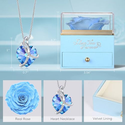 A5 Light Blue Preserved Real Rose Gift for Mom, Wife, Girlfriend - Forever Flowers