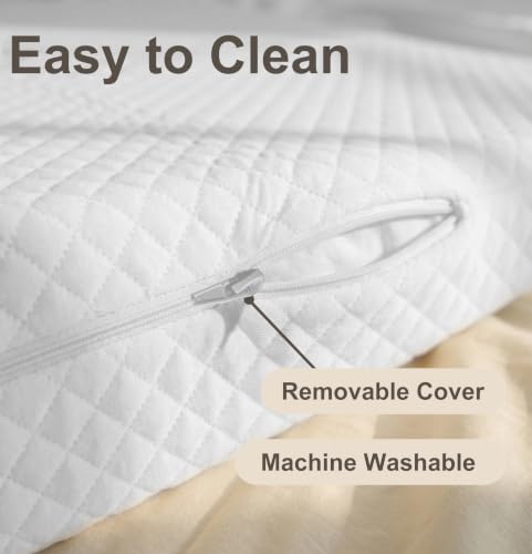 Twin Size Headboard Pillow Support Foam Wedge with Side Pockets & Straps - White