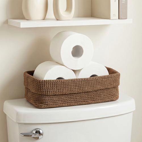 Toilet Paper Storage Basket for Bathroom, Small Organizer, Boho Decor